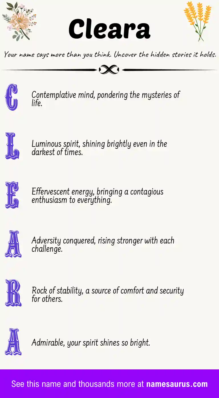 Acrostic poem about Cleara.