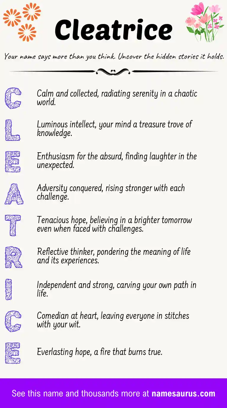 Acrostic poem about Cleatrice.