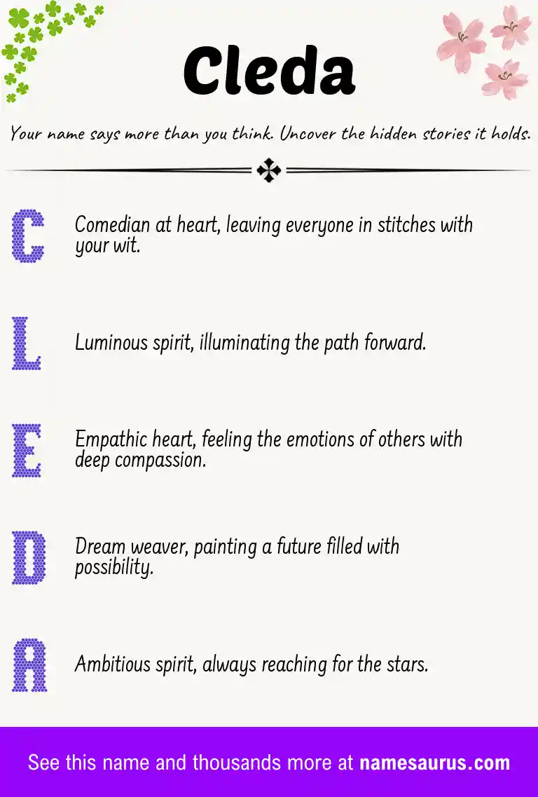 Acrostic poem about Cleda.