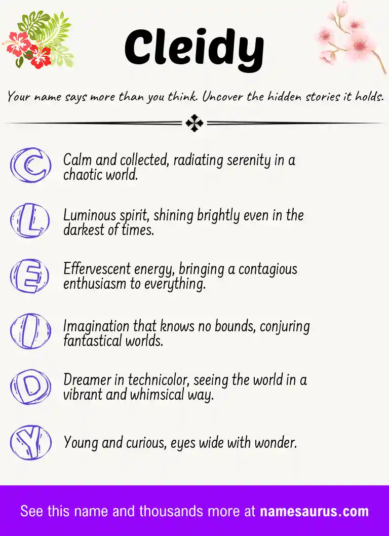 Acrostic poem about Cleidy.