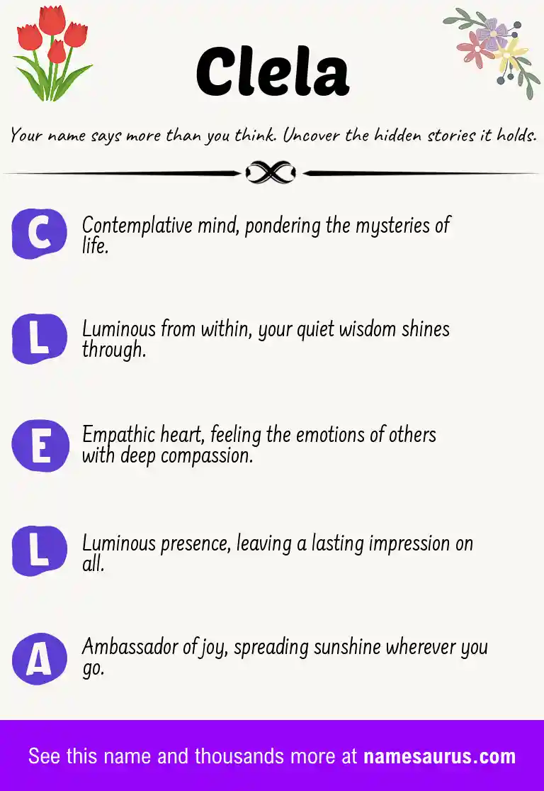 Acrostic poem about Clela.