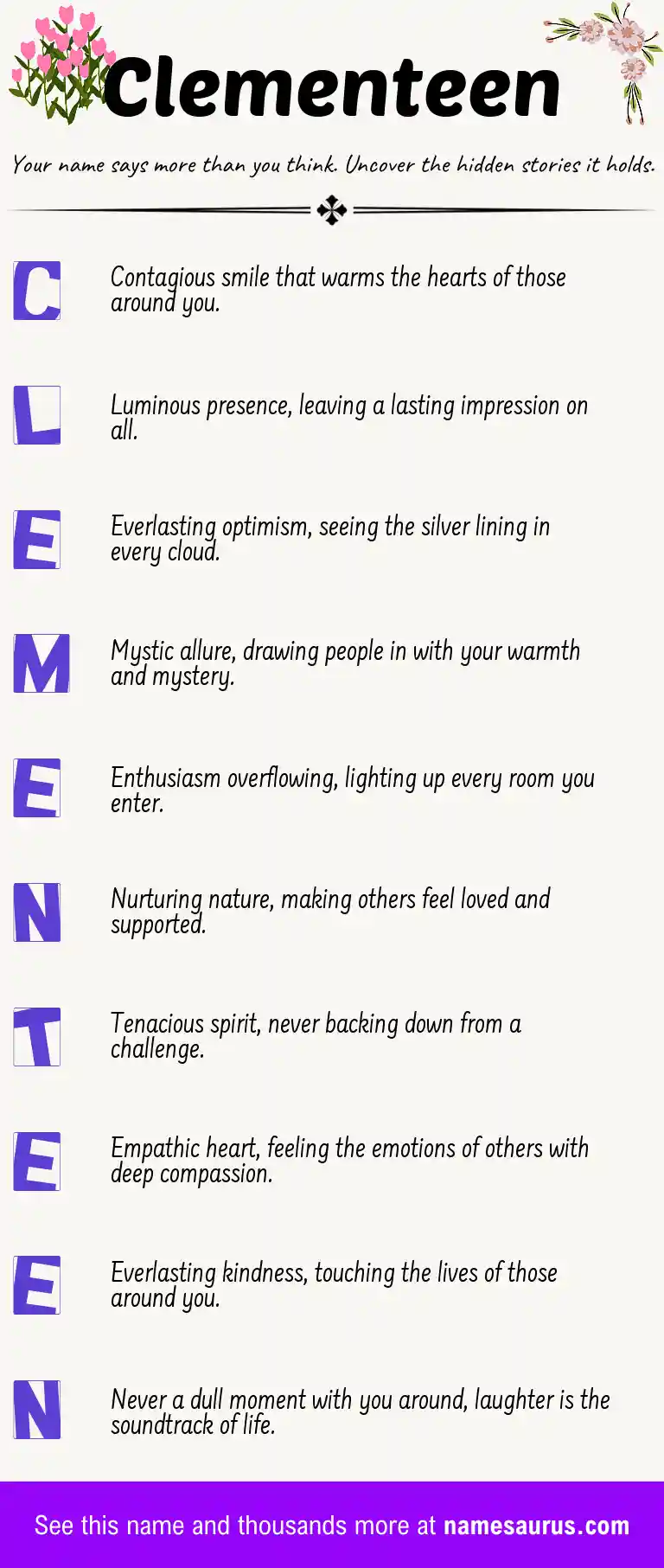Acrostic poem about Clementeen.