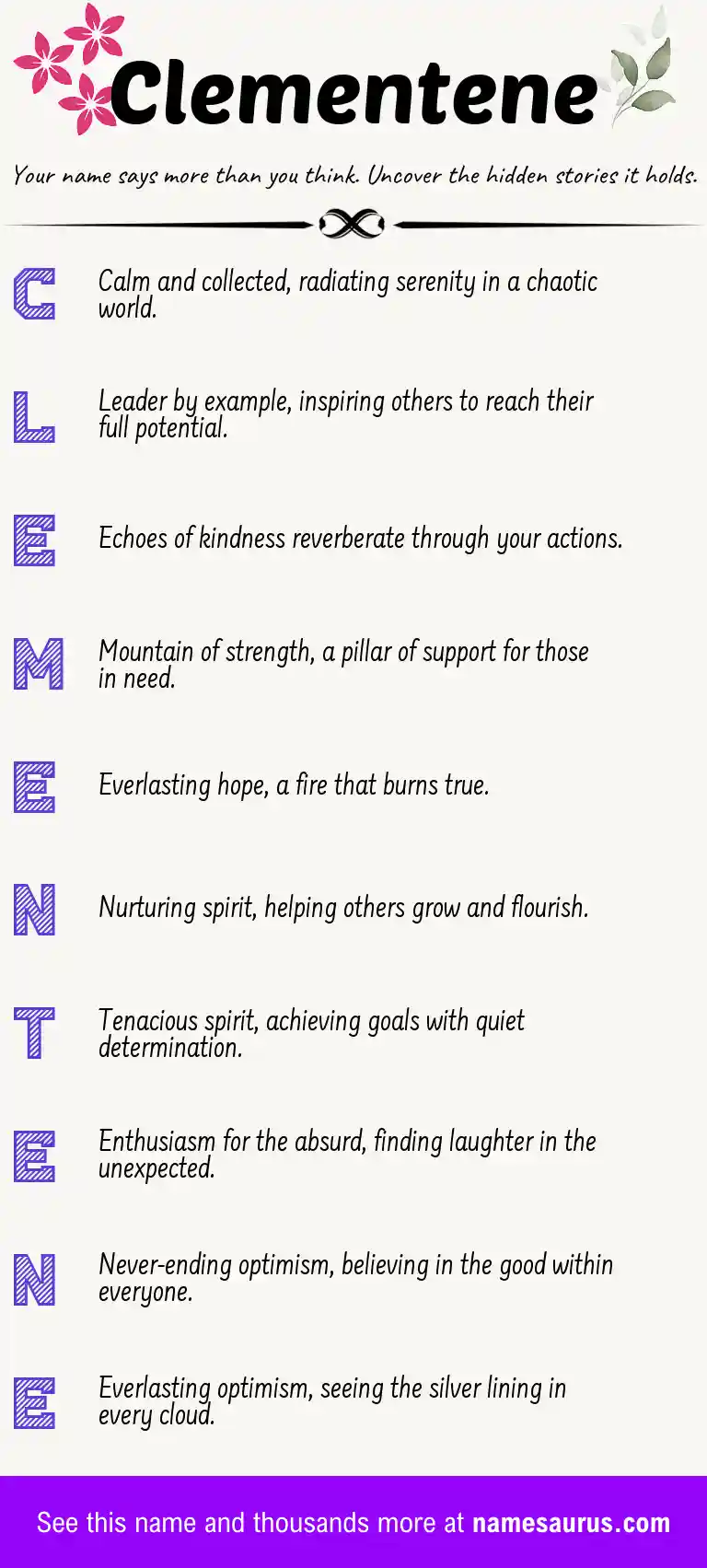 Acrostic poem about Clementene.