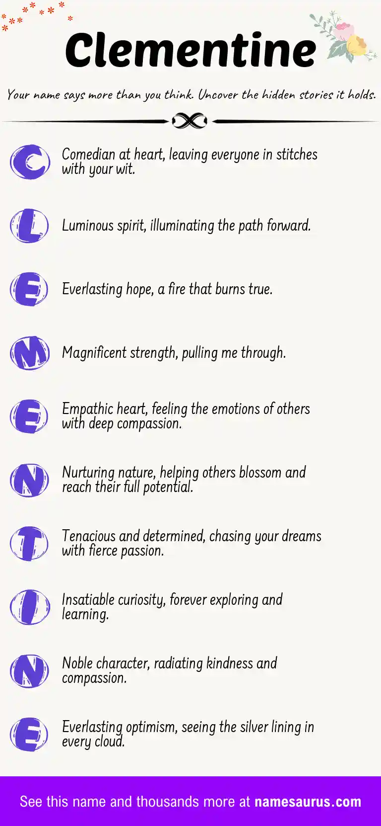 Acrostic poem about Clementine.