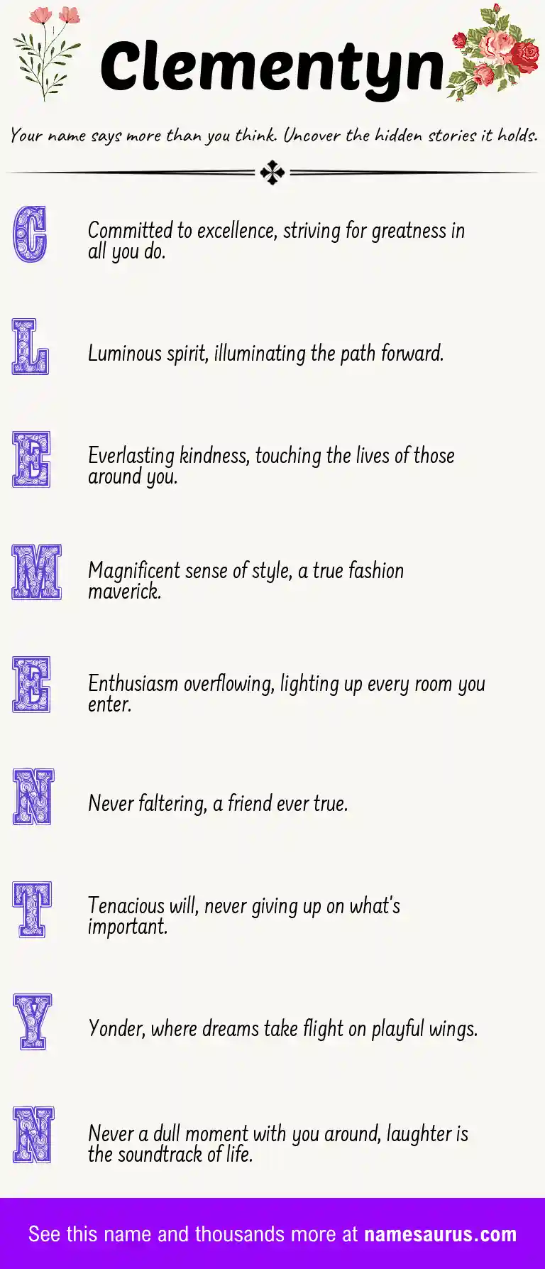 Acrostic poem about Clementyn.
