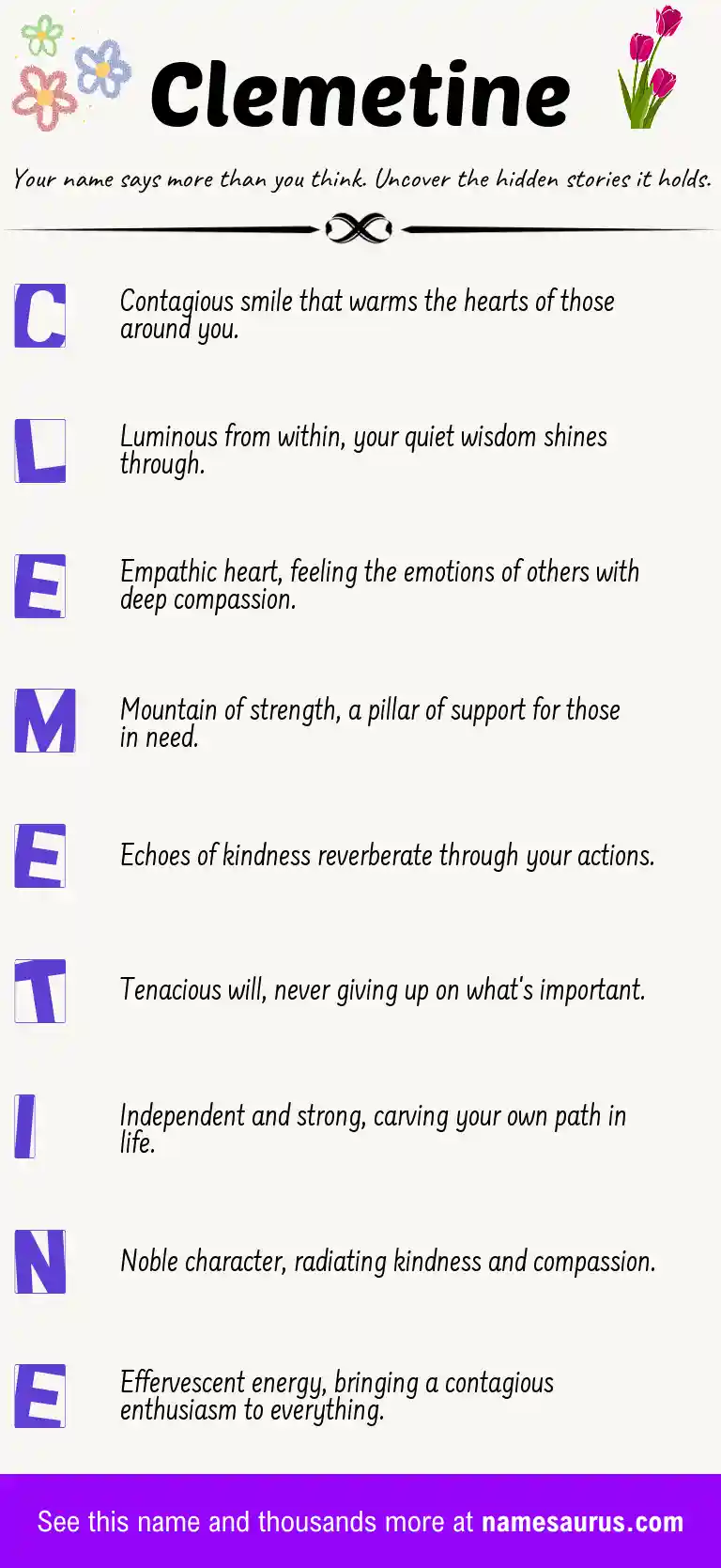 Acrostic poem about Clemetine.