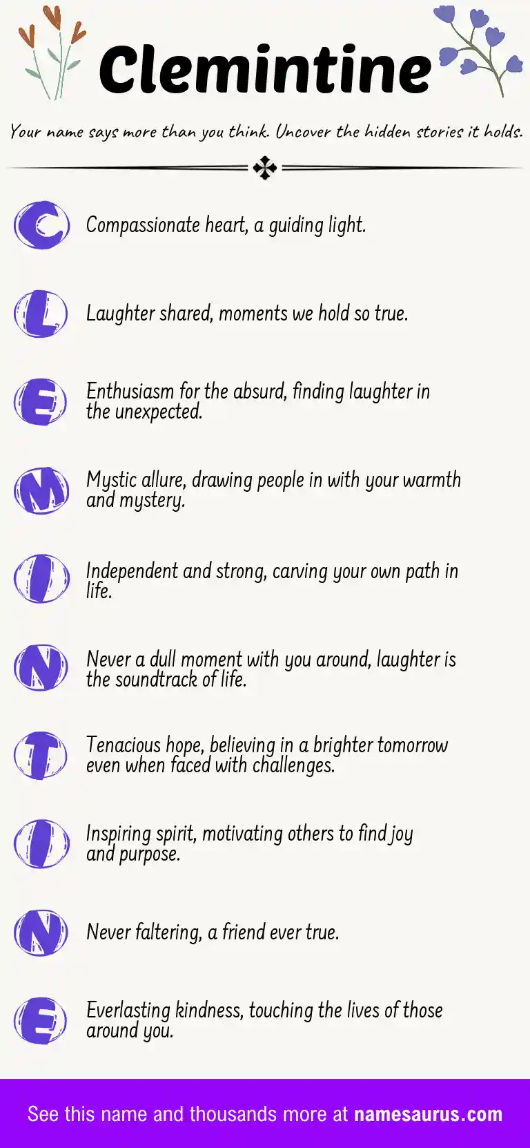 Acrostic poem about Clemintine.