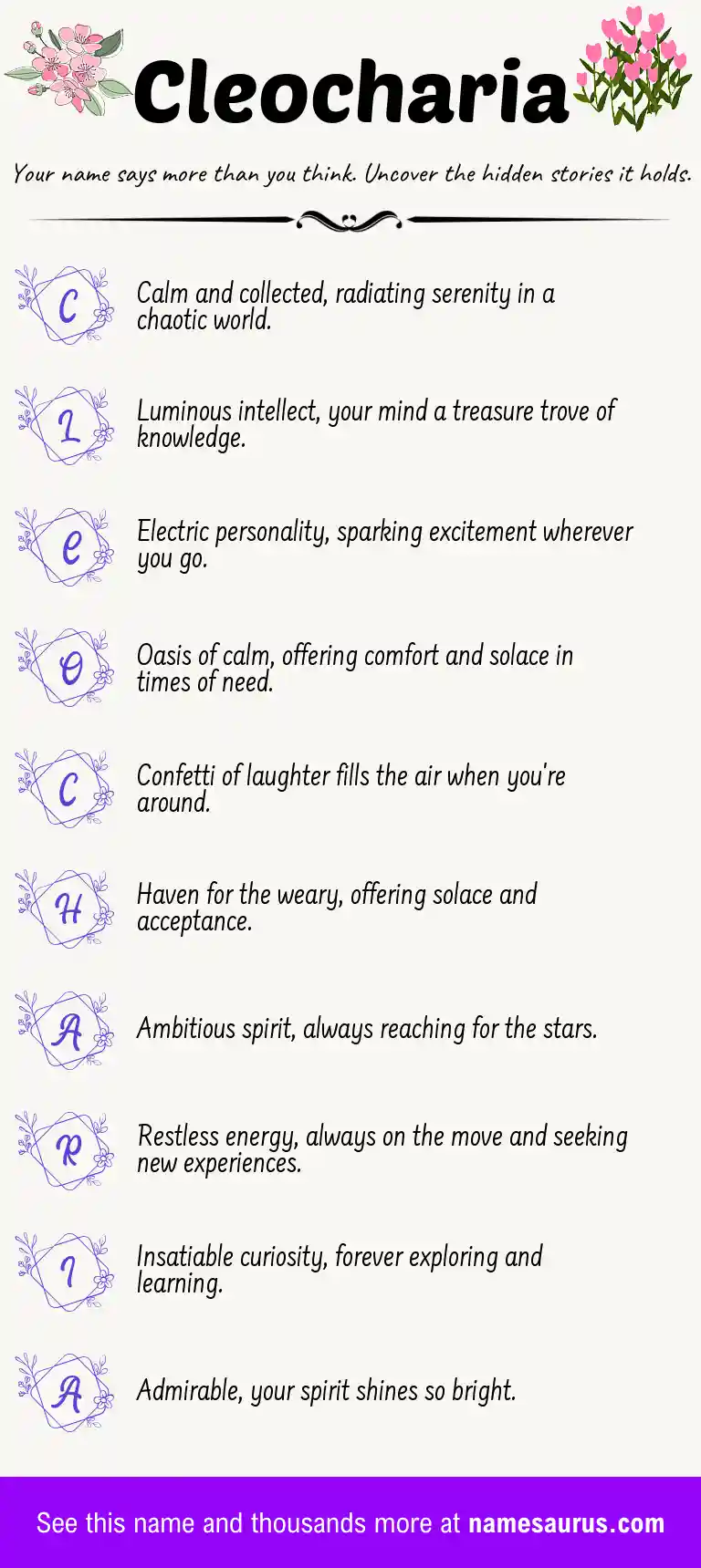 Acrostic poem about Cleocharia.