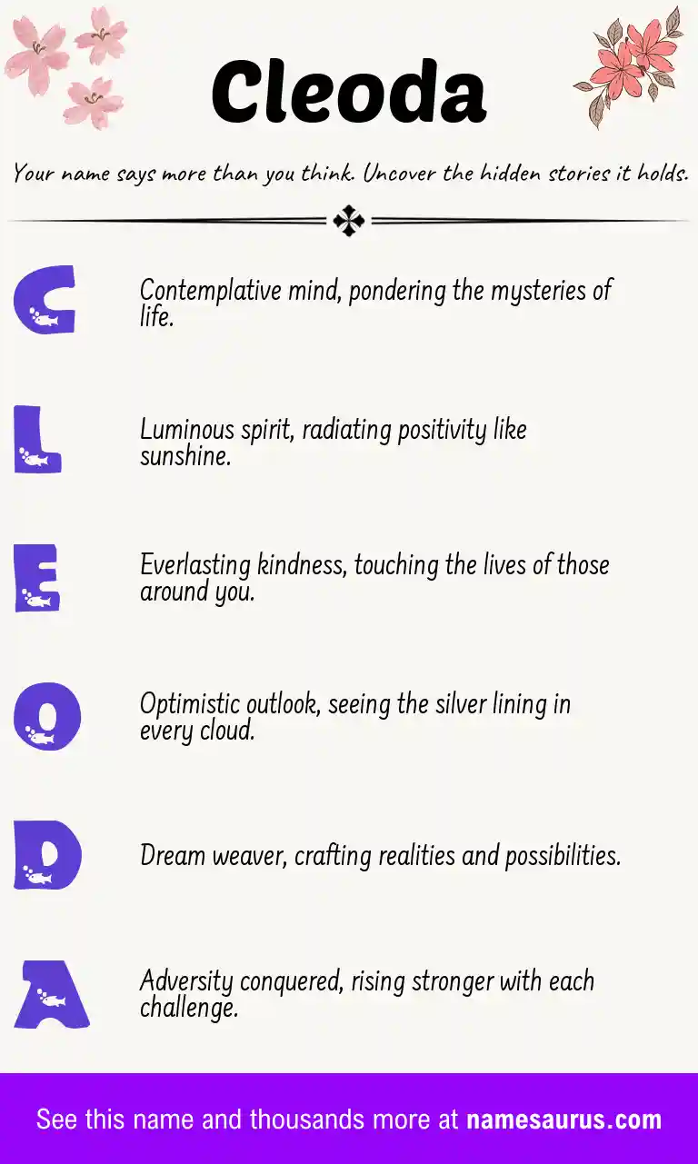 Acrostic poem about Cleoda.