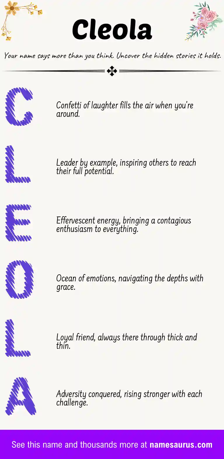 Acrostic poem about Cleola.