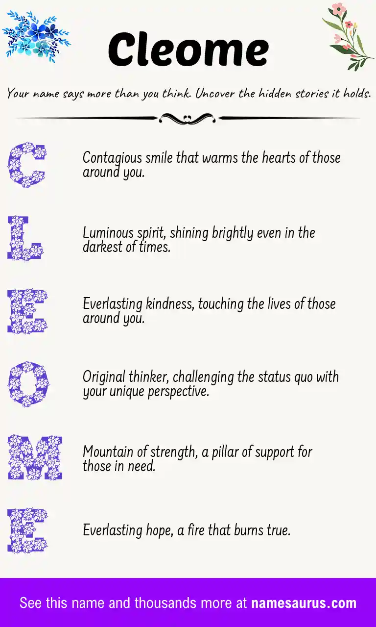 Acrostic poem about Cleome.