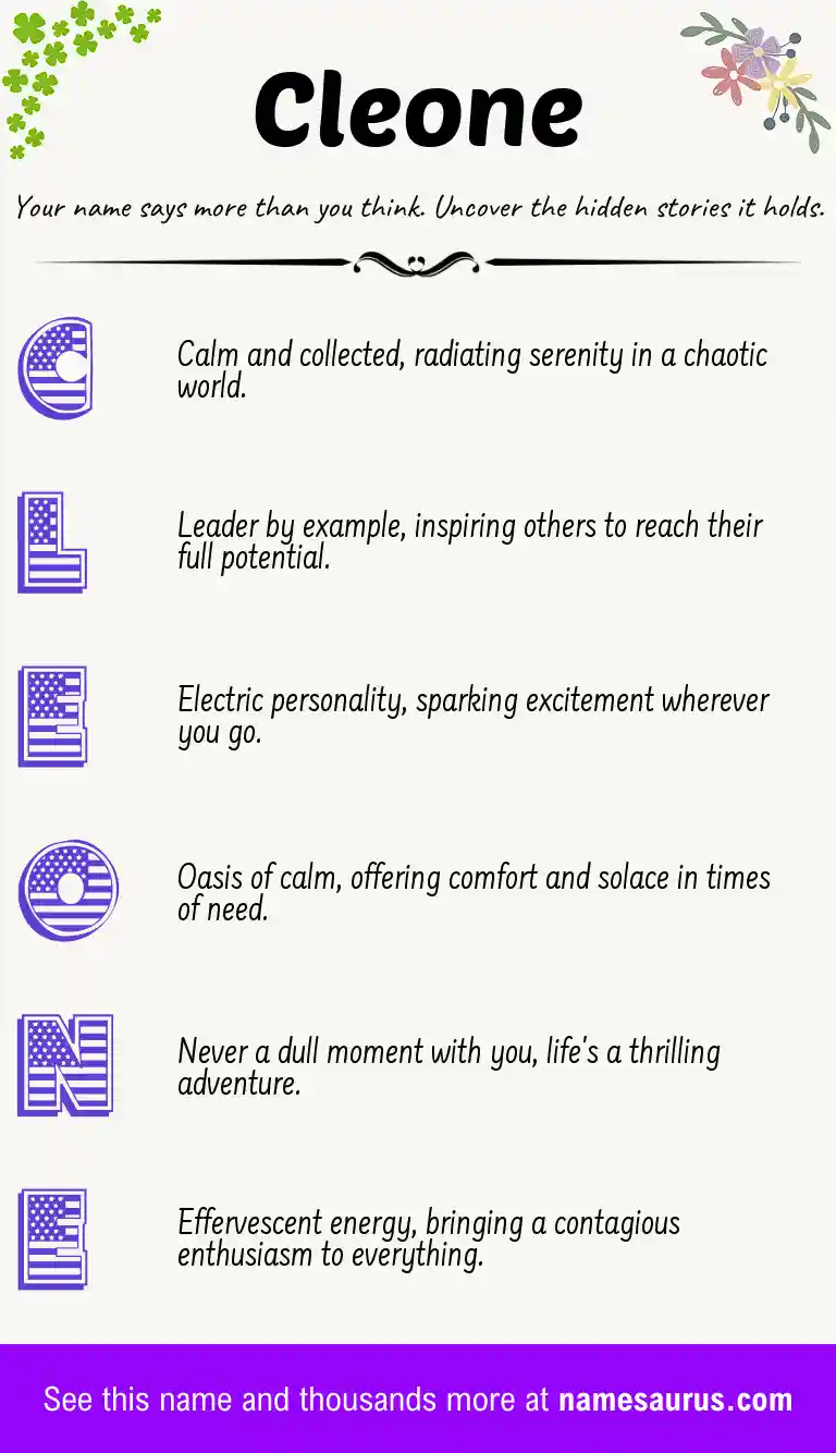 Acrostic poem about Cleone.