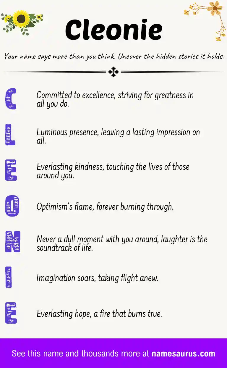 Acrostic poem about Cleonie.