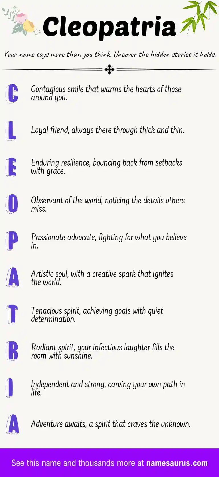 Acrostic poem about Cleopatria.