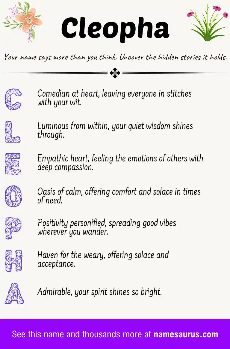 Acrostic poem about Cleopha.