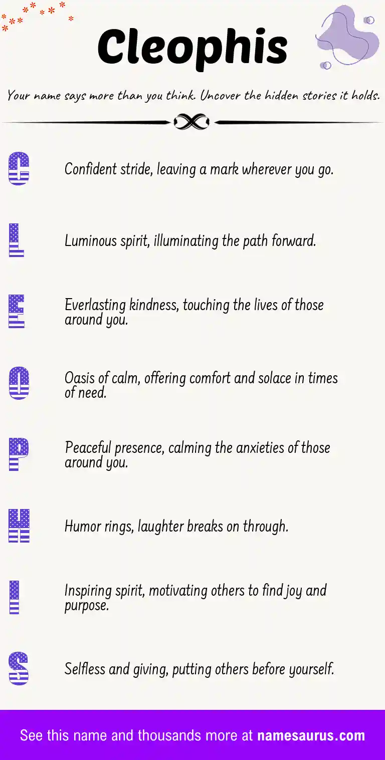 Acrostic poem about Cleophis.