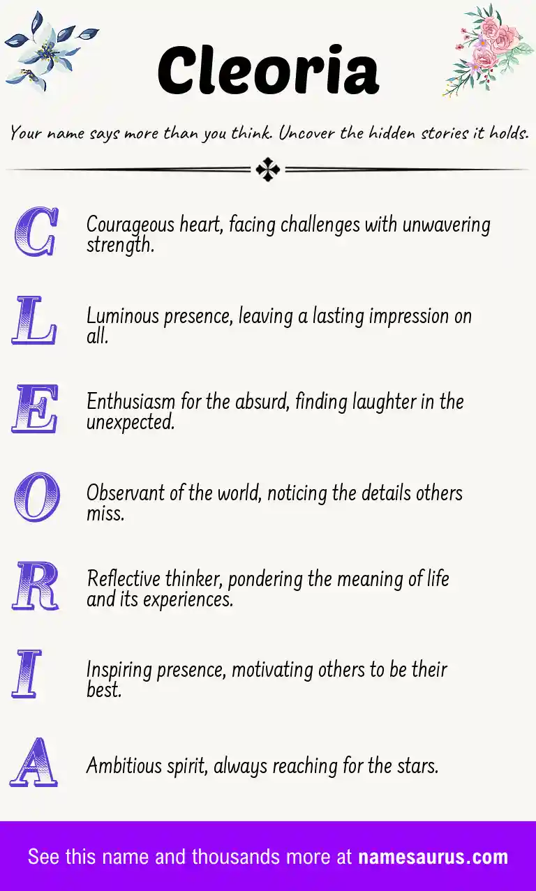 Acrostic poem about Cleoria.