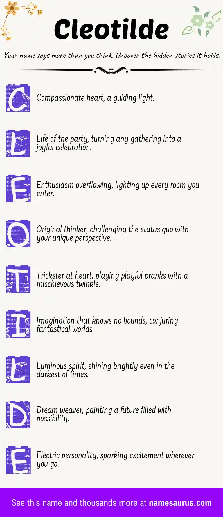 Acrostic poem about Cleotilde.
