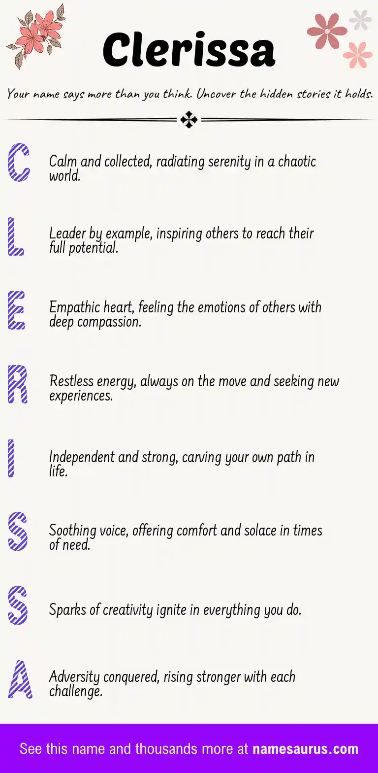 Acrostic poem about Clerissa.