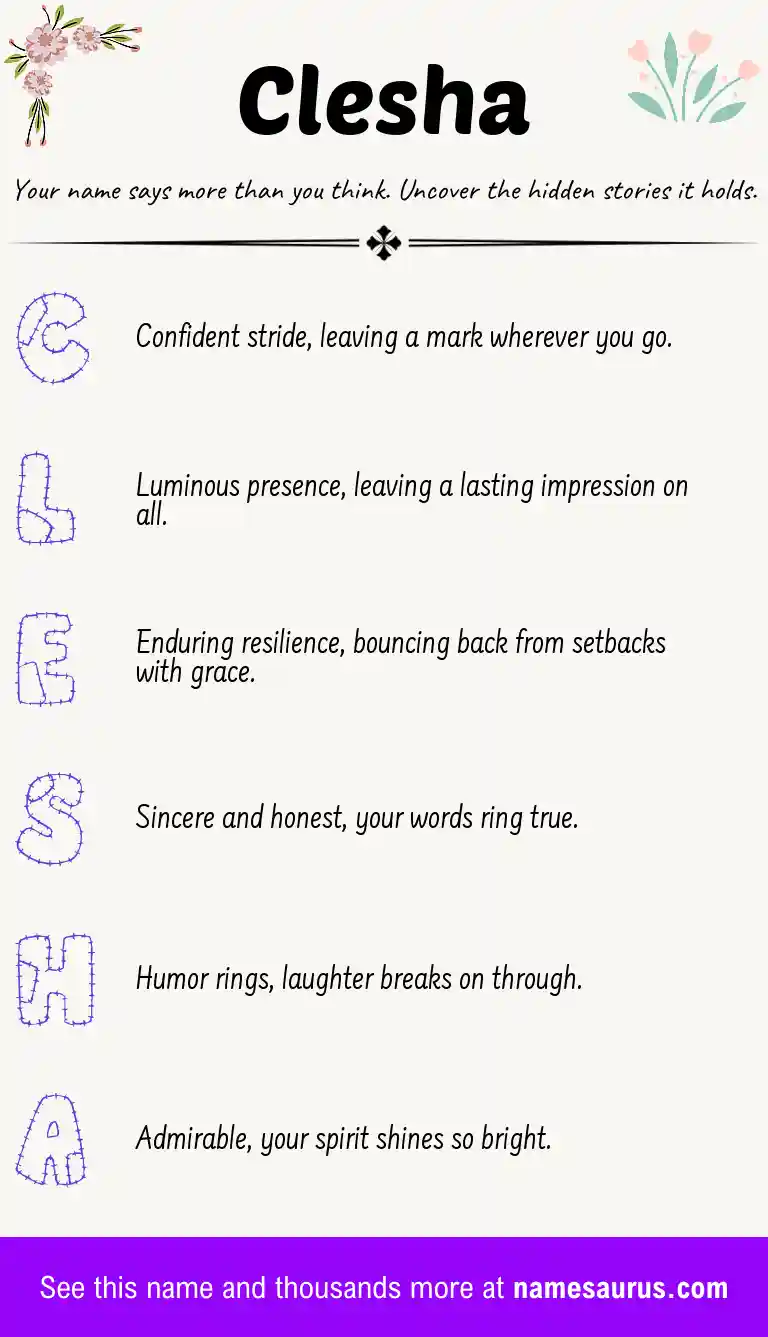Acrostic poem about Clesha.