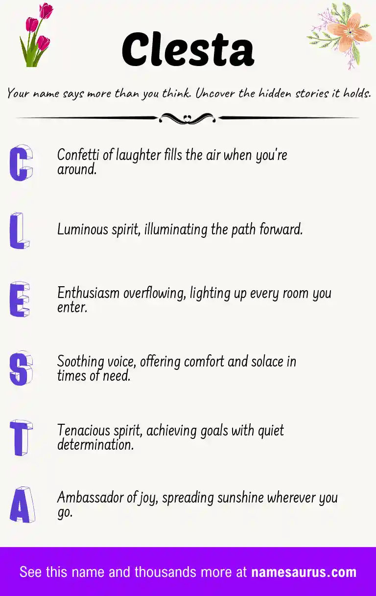 Acrostic poem about Clesta.