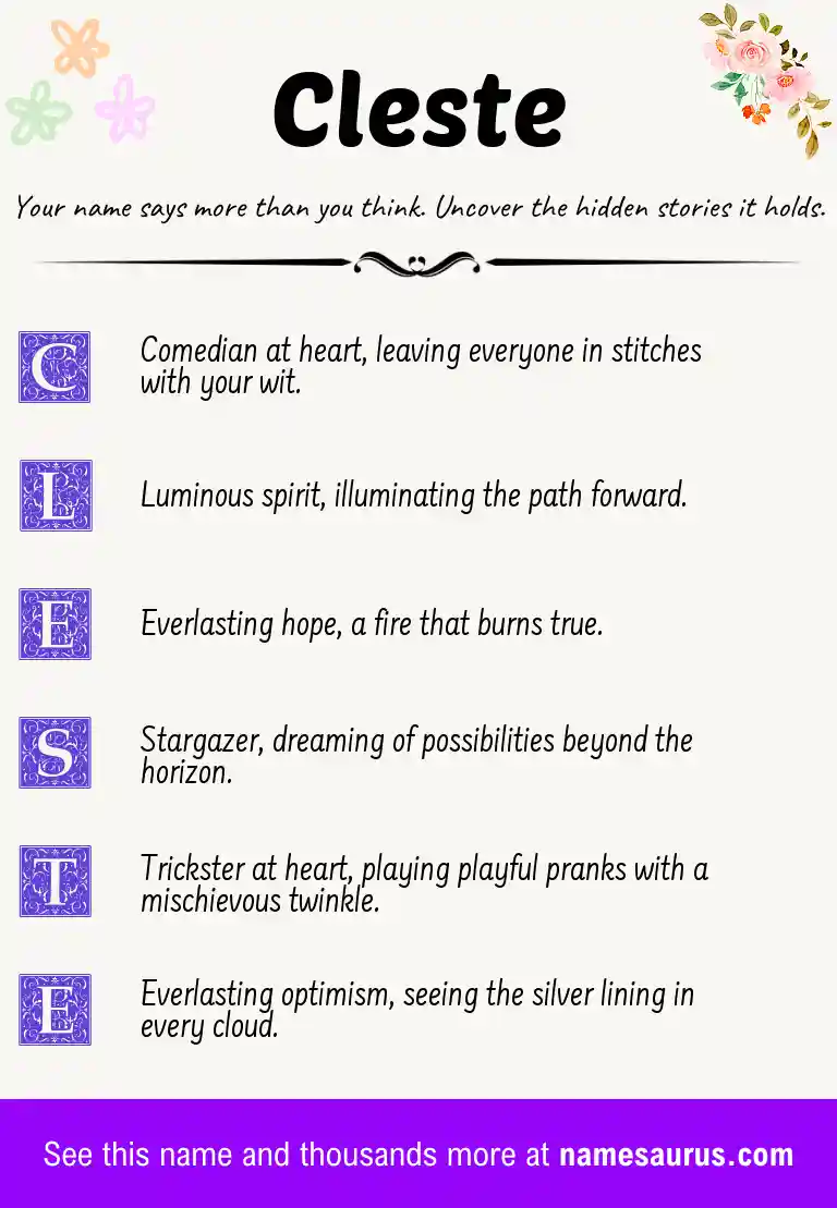 Acrostic poem about Cleste.