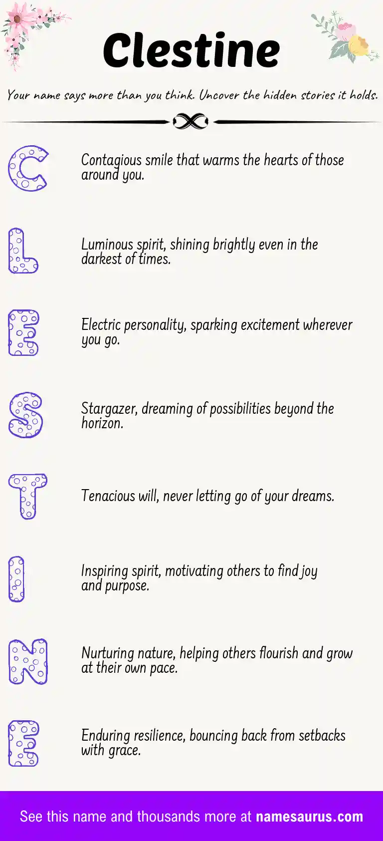 Acrostic poem about Clestine.