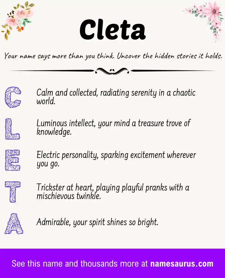 Acrostic poem about Cleta.