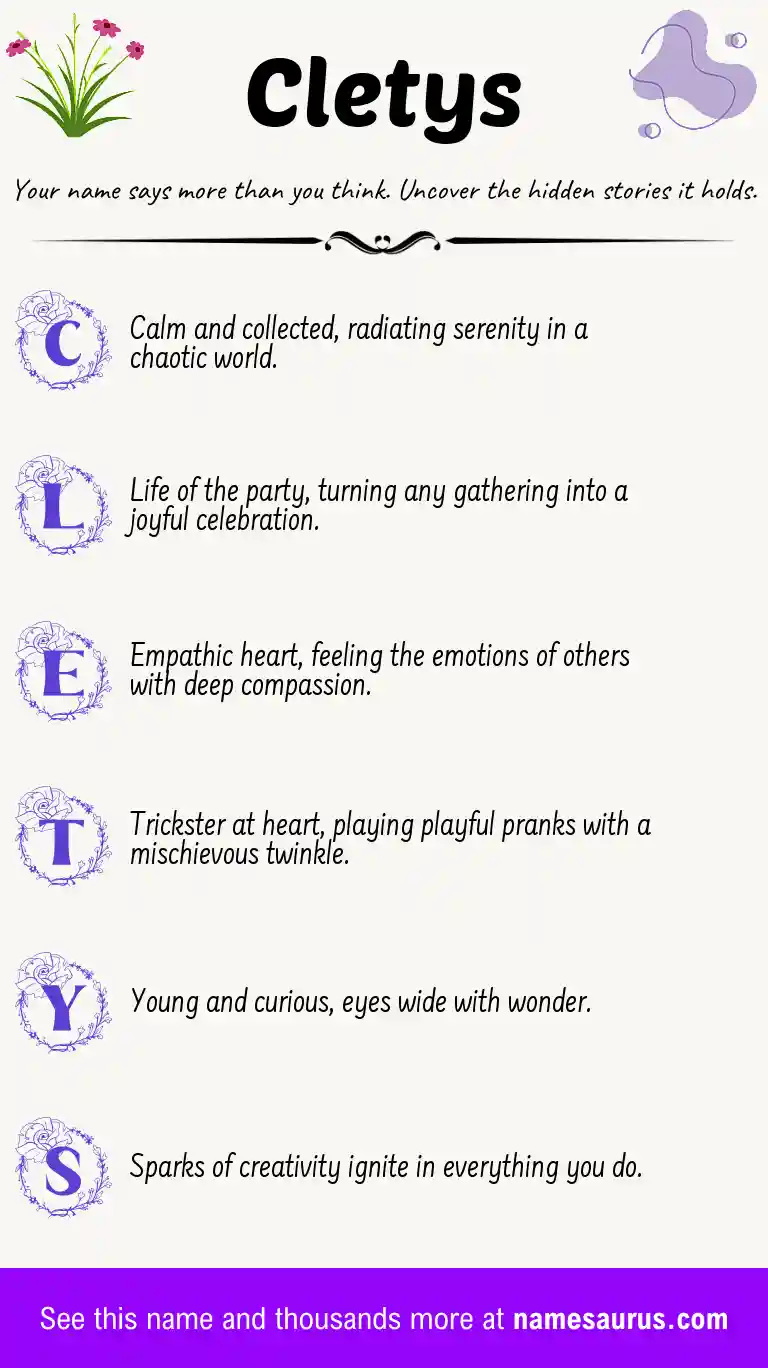 Acrostic poem about Cletys.