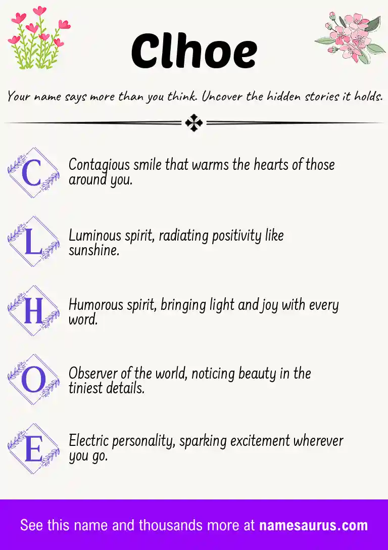 Acrostic poem about Clhoe.