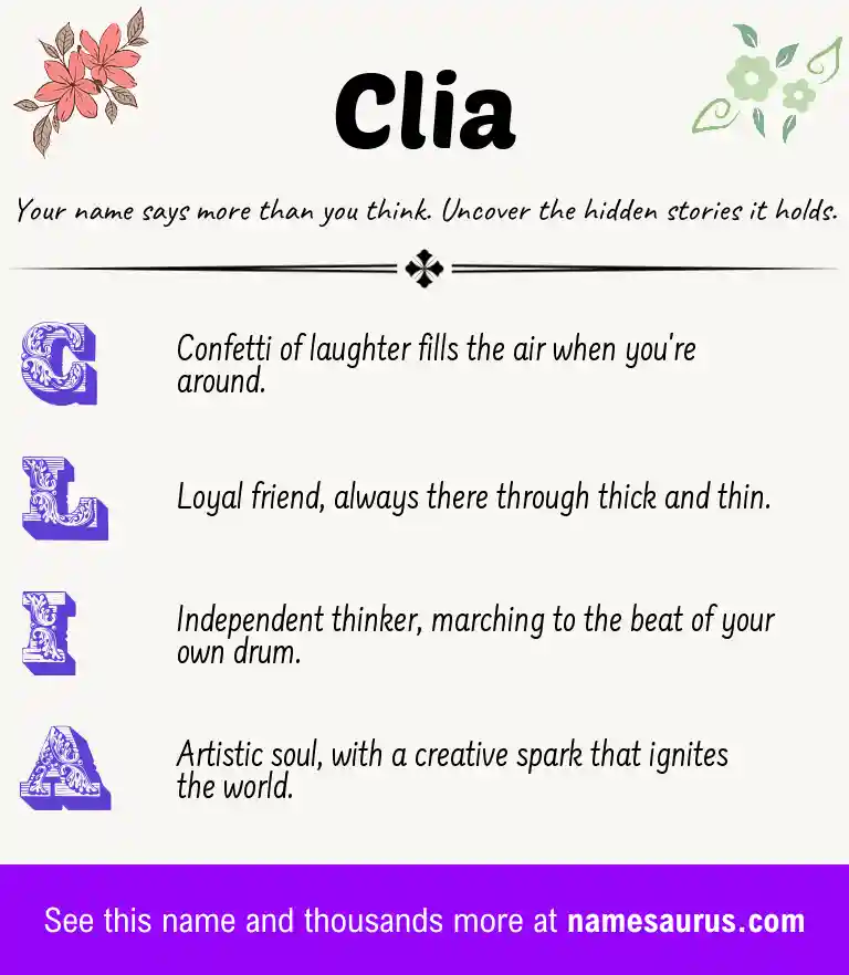 Acrostic poem about Clia.