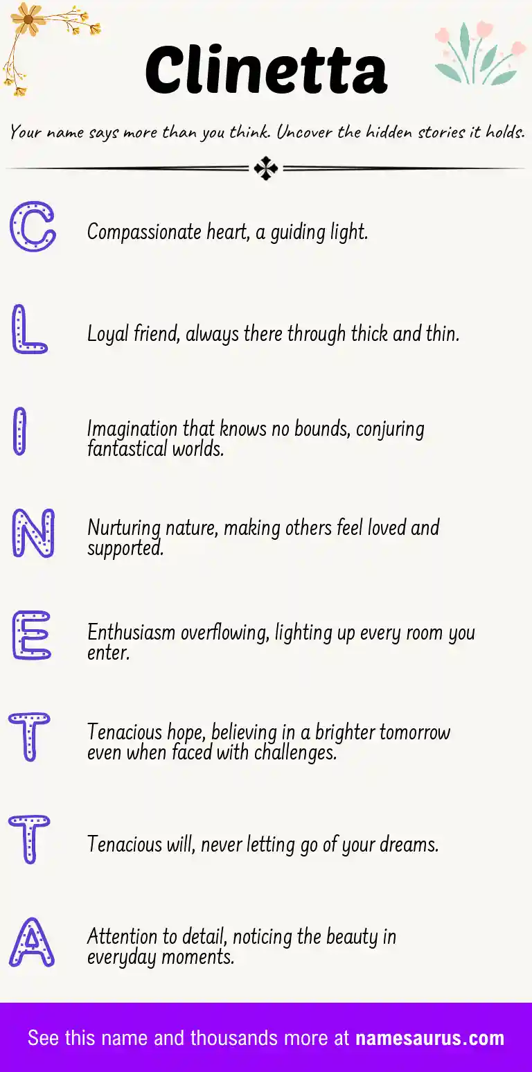 Acrostic poem about Clinetta.