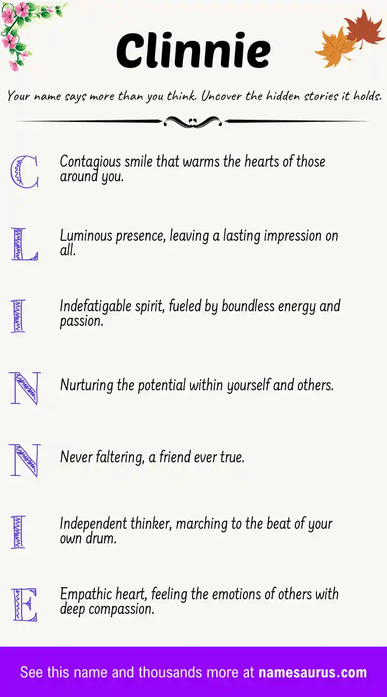 Acrostic poem about Clinnie.