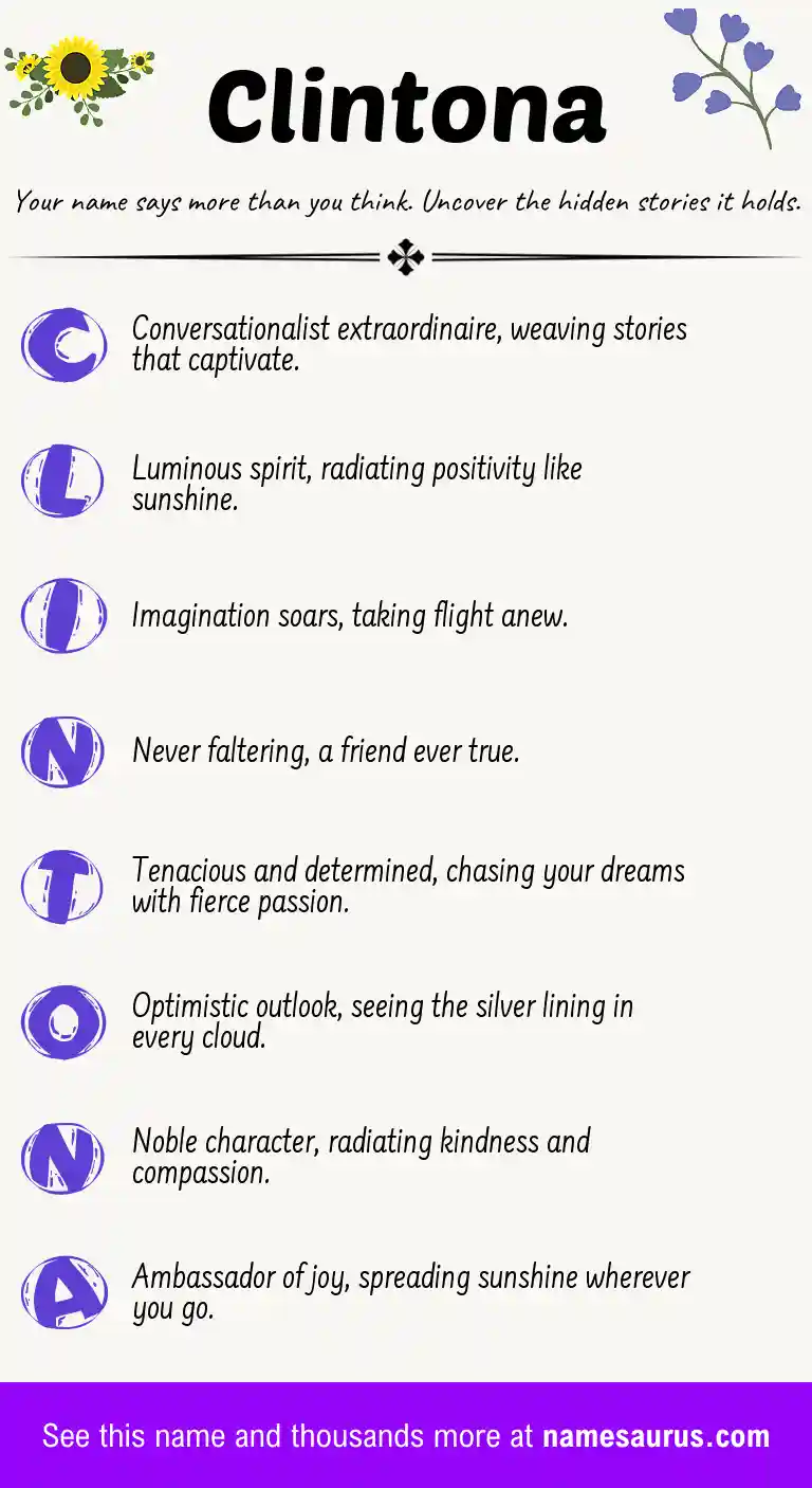 Acrostic poem about Clintona.