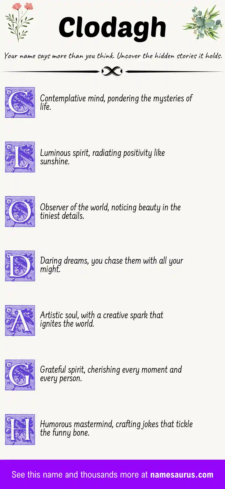 Acrostic poem about Clodagh.