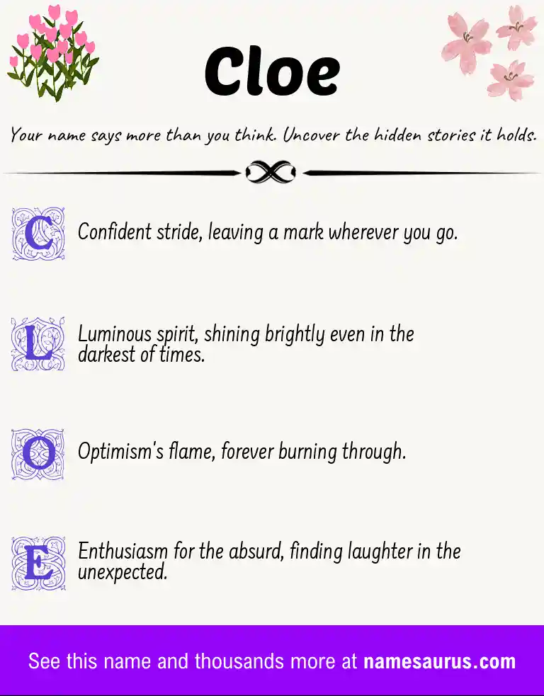 Acrostic poem about Cloe.