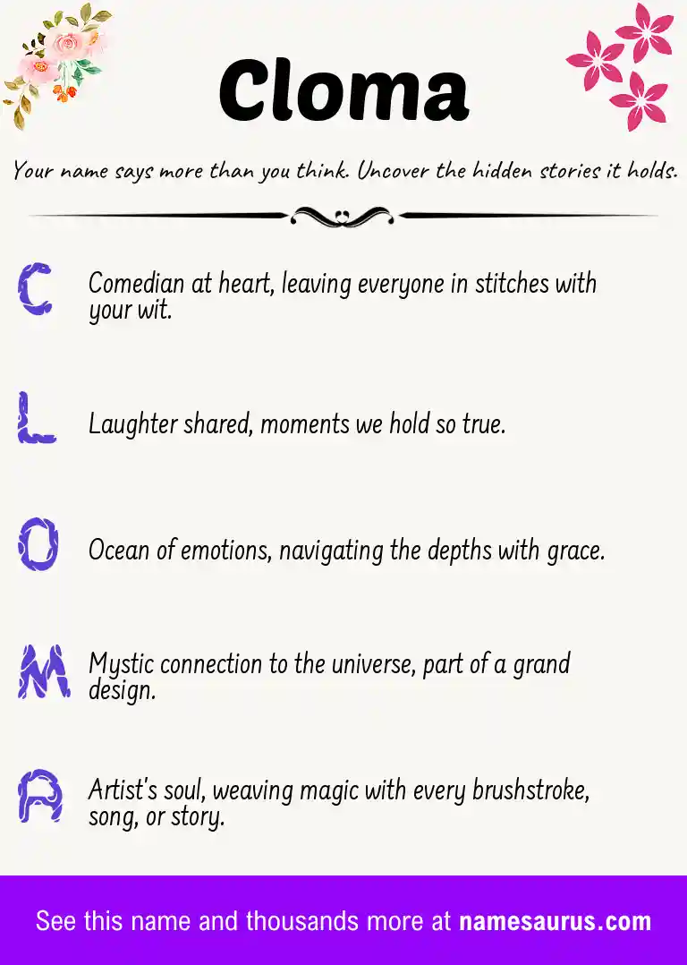 Acrostic poem about Cloma.
