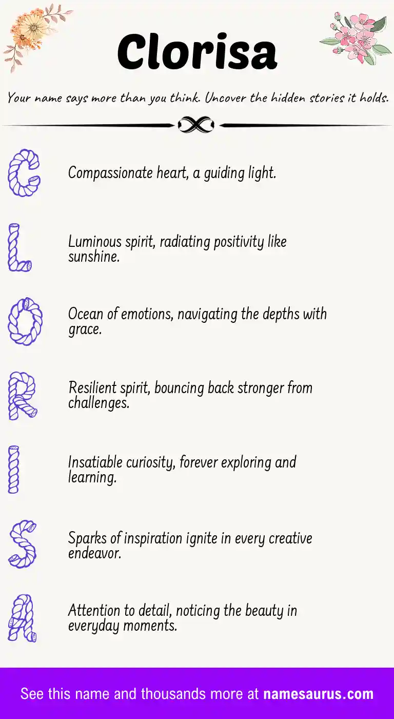 Acrostic poem about Clorisa.