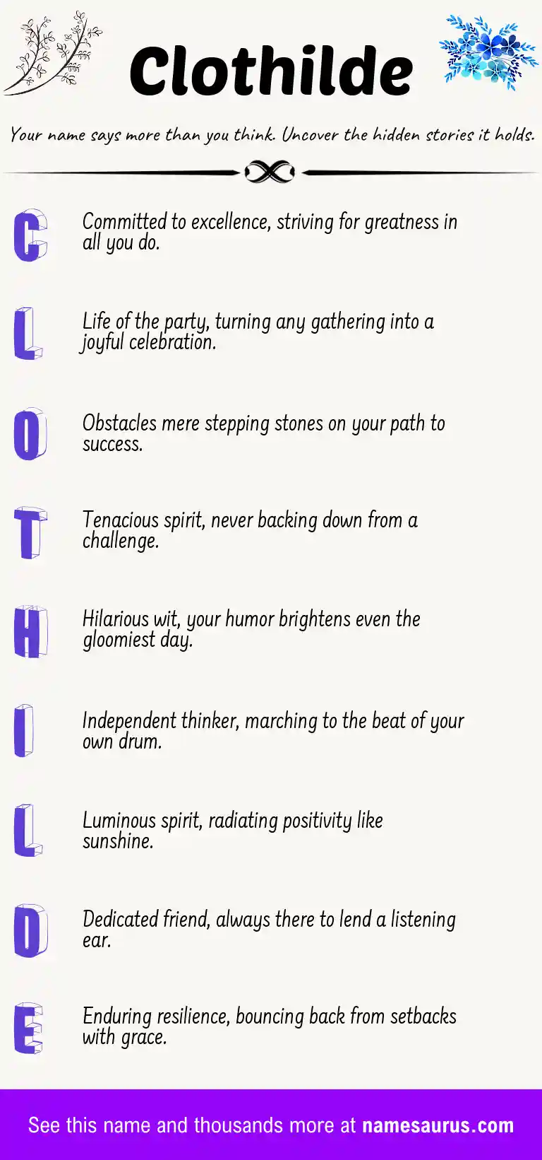 Acrostic poem about Clothilde.