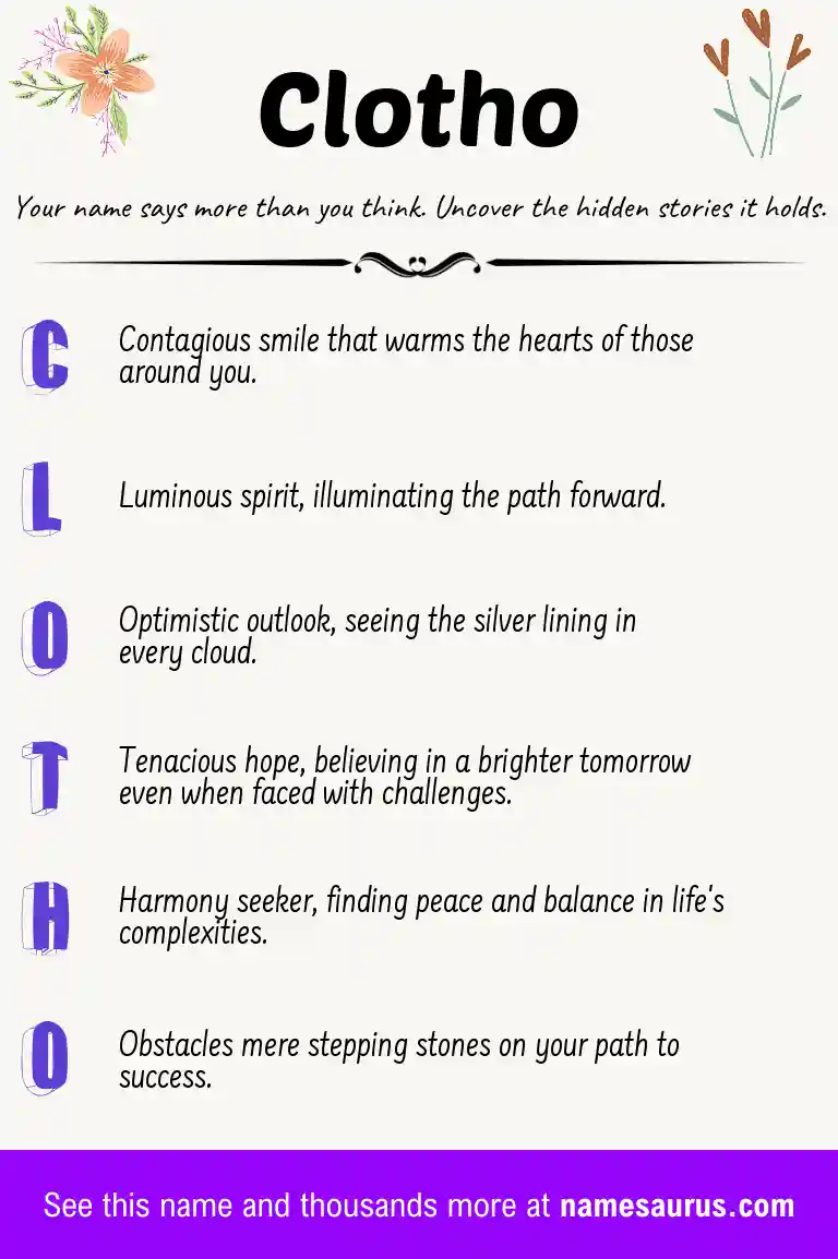 Acrostic poem about Clotho.