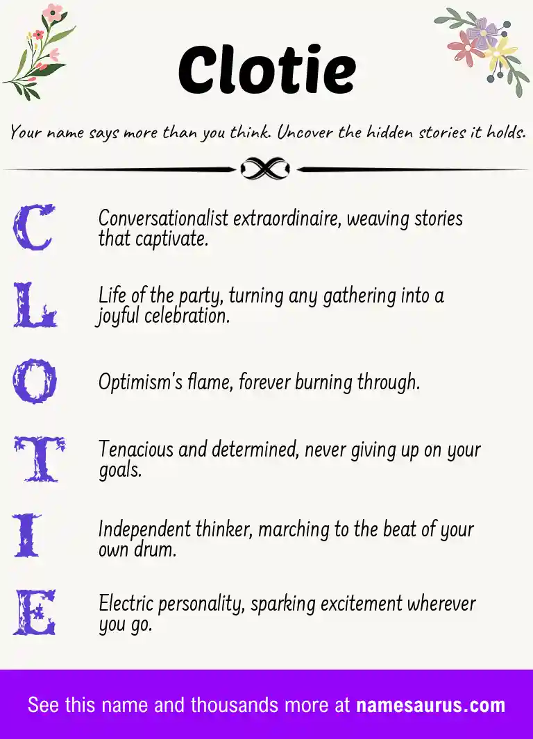 Acrostic poem about Clotie.