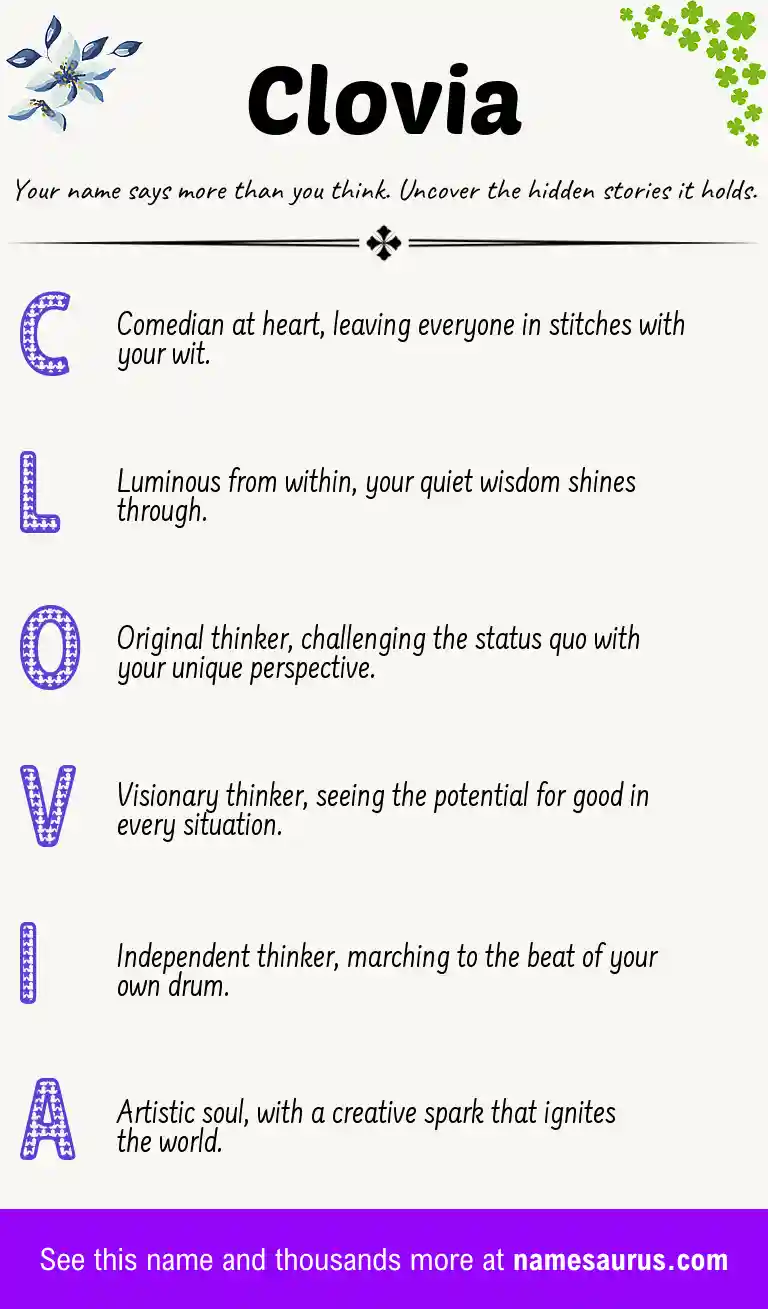 Acrostic poem about Clovia.