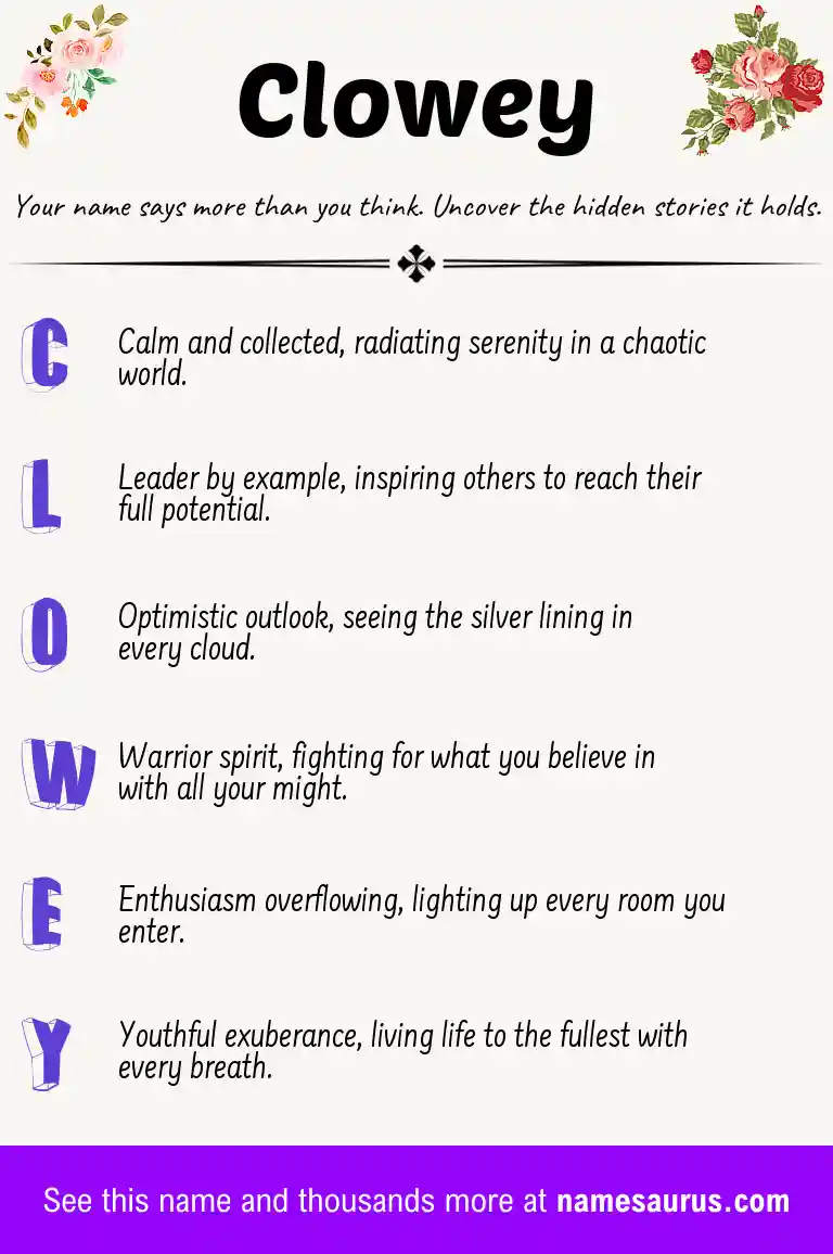 Acrostic poem about Clowey.