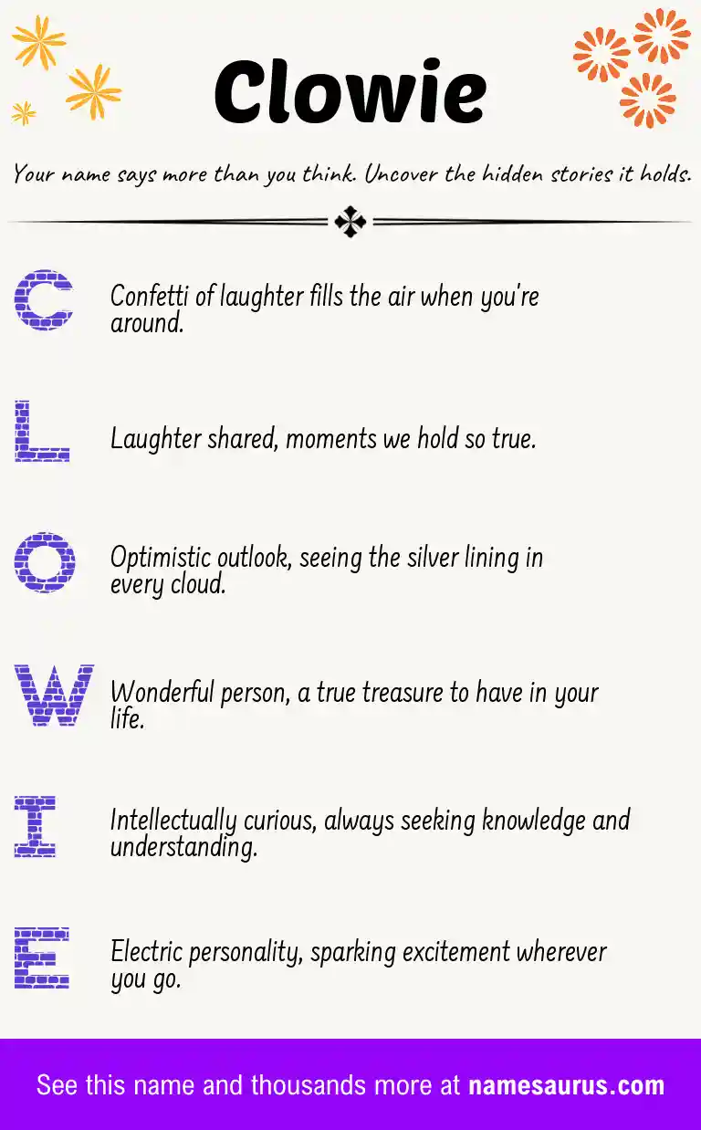 Acrostic poem about Clowie.