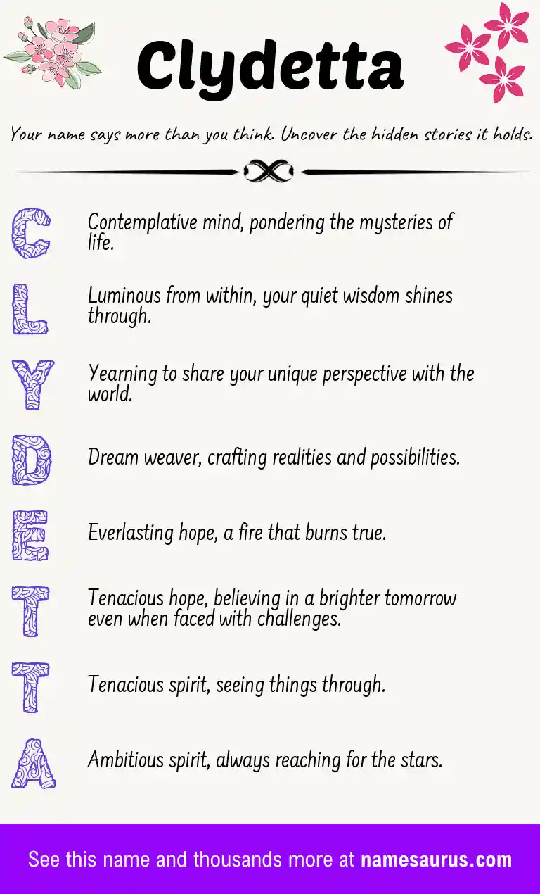Acrostic poem about Clydetta.