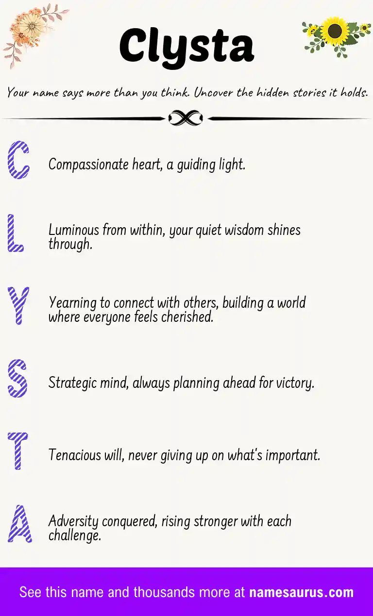 Acrostic poem about Clysta.