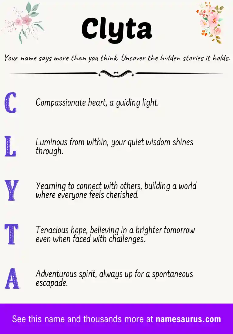 Acrostic poem about Clyta.