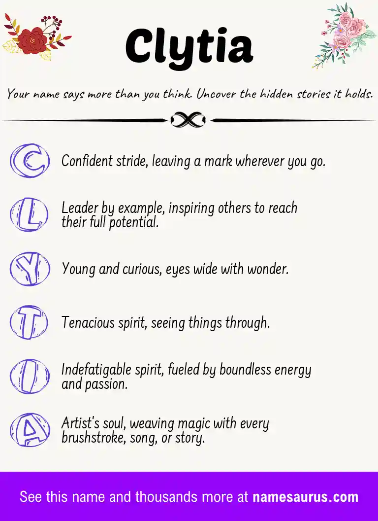 Acrostic poem about Clytia.