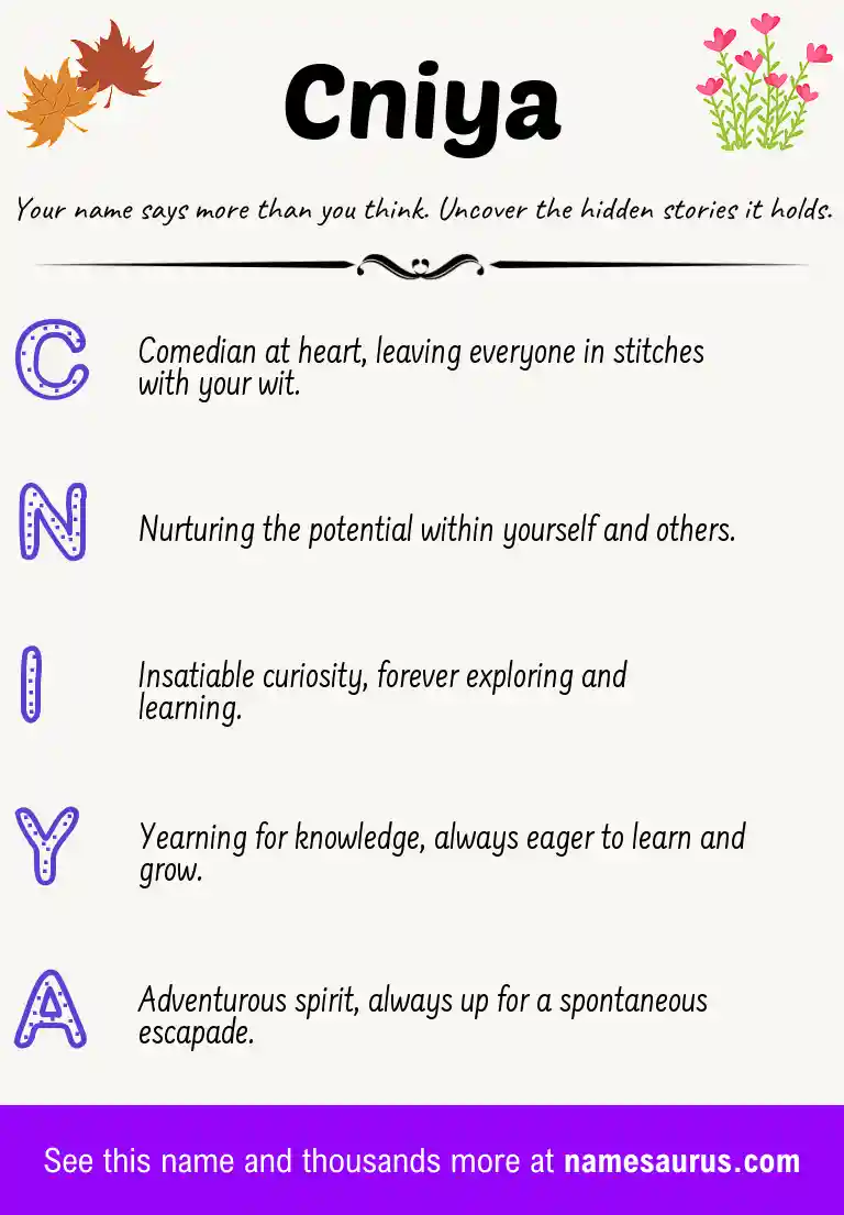 Acrostic poem about Cniya.