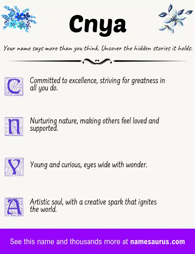 Acrostic poem about Cnya.